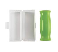 plucheur d'ail en silicone OXO Good Grips avec tui de rangement transparent