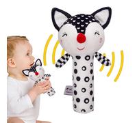 Plüsch Rassel Stab - Sensorik Spielzeug 15.5x10cm, Fuchs Beißring Design | Cartoon Tier Form Komfort Griff Entwicklungsförderung Sanfte Klang Stimulation Früh Lernen Spielzeug Hand Aktivität Werk