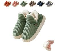 Pluffi Comfortable Fashion Slippers, Men's and Women's Winter Plush Warm Thick Bottom Shaggy Fluffy Cloud Slippers (Chaussons d'hiver en peluche à fond épais) (Green,41.5-42.5)