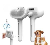 Plufura Dog Brush - 2025 New Plufura 3 in 1 Pet Steam Brush for Dog Cat, Spray Hair Removal Comb for Long/Short Haired Pets, Water Brushes for Shedding & Grooming Tangle-Free (White)