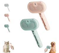 Plufura Dog Brush, 3 in 1 Plufura Steam Dog Brush, Self-Cleaning Pet Spray Hair Removal Comb, With Water Tank And Release Button For Shedding Matted Hair (Green+Pink)