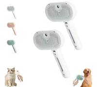 Plufura Dog Brush, 3 in 1 Plufura Steam Dog Brush, Self-Cleaning Pet Spray Hair Removal Comb, With Water Tank And Release Button For Shedding Matted Hair (White*2)