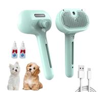 Plufura Dog Brush, Plufura 3 in 1 Spray Hair Removal Comb, 3-in-1 Pet Steam Brush for Dog, with Water Tank and One-Click Release Button, Easy Care (Green,2PCS)
