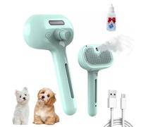 Plufura Dog Brush, Plufura 3 in 1 Spray Hair Removal Comb, 3-in-1 Pet Steam Brush for Dog, with Water Tank and One-Click Release Button, Easy Care (Green,1PC)