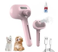 Plufura Dog Brush, Plufura 3 in 1 Spray Hair Removal Comb, 3-in-1 Pet Steam Brush for Dog, with Water Tank and One-Click Release Button, Easy Care (Pink,1PC)