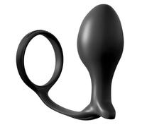 Plug anal avec cockring, Largeur 110 mm, Longueur 170 mm, Profondeur 50 mm, Rayon Couple, Couleur Noir