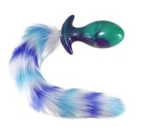 Plug anal avec queue, plug anal en silicone de 11,4 cm avec base en T et queue en fourrure de 30 cm de long, boules anales, sextoy pour jeux de rôle, femmes, hommes