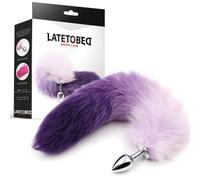 PLUG ANAL CON COLA PÃšRPURA Y BLANCO TALLA S