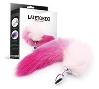 PLUG ANAL CON COLA ROSA Y BLANCA TALLA S