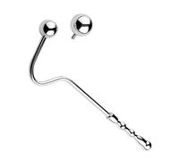 Plug anal double embout avec crochet en acier inoxydable, design unisexe avec deux billes interchangeables, long crochet métallique pour stimulation intime du point G et de la prostate