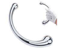 Plug Anal Double Tête en Acier Inoxydable, Stimulateur Courbé Point G, Double Embout Anal Massage pour Femmes Hommes Couples, Accessoire Adulte Métallique