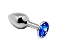 Plug Anal en Aluminium et Strass Bleu - L