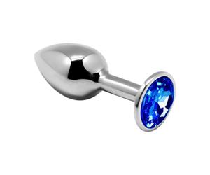 Plug Anal en Aluminium et Strass Bleu - L