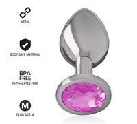 Plug Anal en Aluminium Intense avec Cristal Rose - Taille S Élégant et Unique, Taille 8 cm x 3.3 cm, Poids 0.098 Kg, Couleur Pourpre