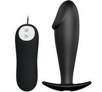 Pretty Love Anal Plug Pénis en Silicone Forme 12 Modes Vibration Noir 1ud