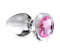 Plug anal en verre avec galet Rose Taille S
