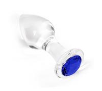 Plug Anal En Verre Cristal Avec Bijou De Luxe - 3 Tailles Pour Stimulation Anale, Jouet Adulte Unisexe - Verre Transparent (Blue,S)