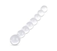 Plug anal en verre transparent courbé 8 perles graduées pour G-Spot et massage prostatique hommes et femmes