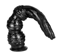 Plug anal flexible 14,6in avec 4 boules, base pompe à vide, finition lisse, pour usage intime, en PVC sans phthalates, noir