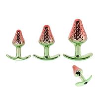 Plug anal fraise en acier inoxydable avec base ancre, 3 tailles | Plug anal métallique en forme de fraise avec base ancre, 3 tailles pour adultes, usage personnel et en couple
