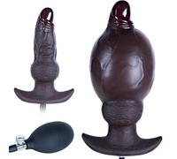 Plug anal gonflable mignon de 20 cm, petit gode réaliste noir noué, extenseur anal gonflable en silicone avec valve de décompression rapide et base en T, pour débutants et utilisateurs confirmés
