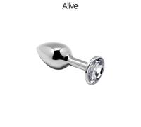 Plug anal métal bijou Rosebud blanc taille L - ALIVE