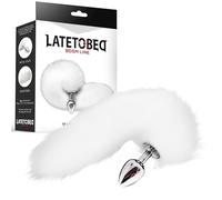 Plug Anal Metal con Cola de Zorro Sedoso 40 cm Blanco
