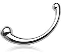 Plug anal métallique en Argent brillant Grand à double embout courbe pour G & P spot confortable sans BPA