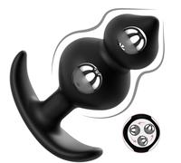 Plug Anal Silicone 2 Billes T-Forme Étanche Noir Classique Taille M 3.72x1.6in pour Débutants et Avancés