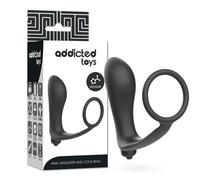 Plug anal vibrant cockring noir addicted toys plug, Largeur 70 mm, Longueur 164 mm, Profondeur 55 mm, Rayon Couple, Poids 0.120 Kg, Couleur Noir