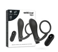 Addicted toys penis ring avec remote control anal plug noir rechargeable LOVETOY