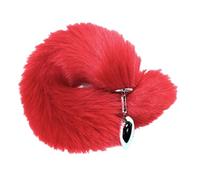 Plug Anale Femme Homme Gay Les Avec Bulbe pileux de queue Massager Érotisme SM Accessoires anals d'expansion vestibulaire Harness Geschirr Sexspielzeug (Rouge)