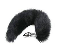 Plug Anale Femme Homme Gay Les Avec Bulbe pileux de queue Massager Érotisme SM Accessoires anals d'expansion vestibulaire Harness Geschirr Sexspielzeug (Noir)