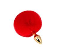 Plug Anale Femme Homme Gay Les Massager Érotisme Vibrant SM Avec Queue en Peluche Or (Rouge)