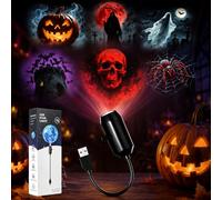Plug and Play HD Star Projector Halloween, 6 Disk Set (1PC) | 2026 New 360° Rotating USB Powered Halloween Projectors | HD Projection | for Ceiling & Outdoor Bedroom Halloween Décor