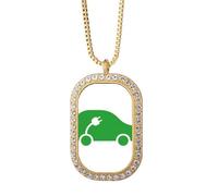 Plug Energy Véhicules Protéger l'environnement Collier Pendentif Diamant Cristal Doré Bijoux