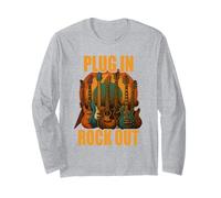 Plug in Rocks Out Stories Guitare Musique T-Shirt Manche Longue