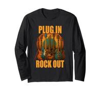 Plug in Rocks Out Stories Guitare Musique T-Shirt Manche Longue