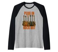 Plug in Rocks Out Stories Guitare Musique T-Shirt Manche Raglan