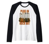 Plug in Rocks Out Stories Guitare Musique T-Shirt Manche Raglan