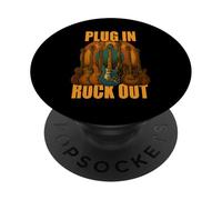 Plug in Rocks Out Stories Guitare Musique T-Shirt PopSockets PopGrip Adhésif