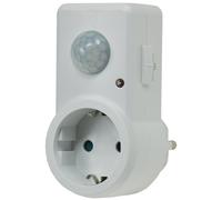 ChiliTec - Prise avec détecteur de mouvement - Portée : 120 °, 9 m - 1200 W, 230 V - Temps de commutation réglable : 10 secondes - 15 min - Sensibilité réglable - Blanches