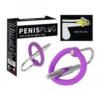 Plug pénien - anneau en silicone pour gland avec dilatateur conique (lila-argent)