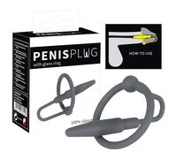 Plug pénien - anneau silicone avec dilatateur conique (gris)