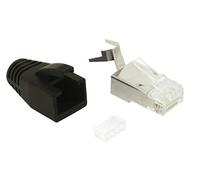 plug rj45 - cat6/ea - blindé - avec manchon - noir - pour câble rigide - lot de 10 - gigamédia plugc6srign