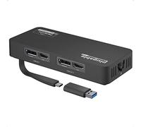 Plugable Adaptateur Hdmi 4K pour Ecran PC Double Equipé d'un Port Ethernet pour USB 3.0 et d'un USB C Displayport, Compatible avec Windows