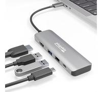 Plugable Adaptateur multiport USB C, 4 en 1, charge passante de 100 W, USB C vers HDMI 4K 60 Hz, concentrateur multi-ports USB pour Windows, Mac, iPad Pro, Chromebook, Thunderbolt (USBC-4IN1)