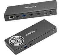 Plugable UD-MSTH2 Station d'accueil USB C double moniteur 2 ports HDMI, station de distribution d'alimentation, double moniteur 4K pour Windows, ChromeOS, 1 port USB-C, 3 ports USB, Ethernet et audio