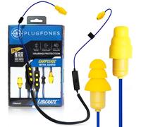 Plugfones Liberate 2.0 Écouteurs Intra-Auriculaires Bluetooth sans Fil - 29NRR - Réduction du Bruit - Microphone et Commandes à Isolation phonique (Bleu et Jaune)