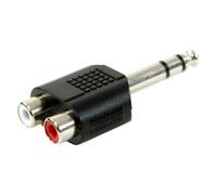 Plugger, adaptateur double fiche Cinch (RCA) vers fiche Jack mâle stéréo 6.35mm. Permet de brancher tous types d’appareils audio pour transformer 2 canaux mono en signal stéréo.